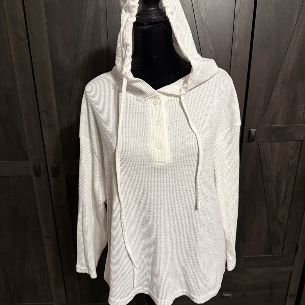 SHEIN Off-White Waffle Knit Hoodie